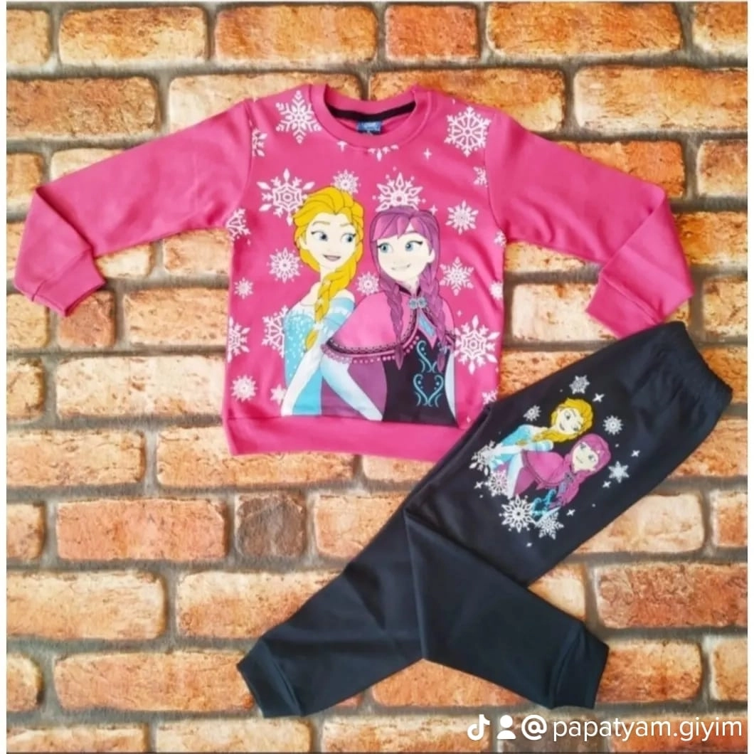 elsa anna %100 pamuklu kız çocuk takımı