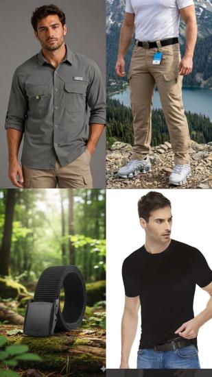 columbia taktikal kargocep outdoor gömlek pantolon kemer tişört takım