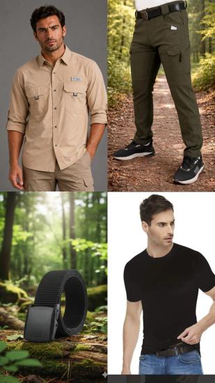columbia taktikal kargocep outdoor gömlek pantolon kemer tişört takım