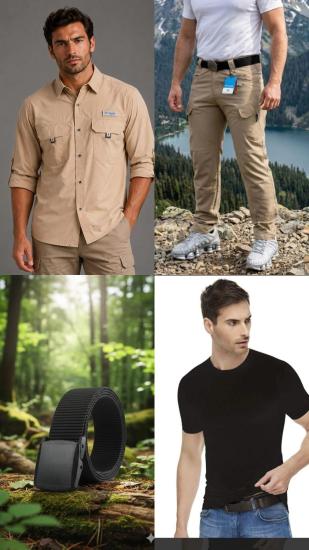 columbia taktikal kargocep outdoor gömlek pantolon kemer tişört takım