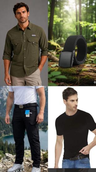columbia taktikal kargocep outdoor gömlek pantolon kemer tişört takım