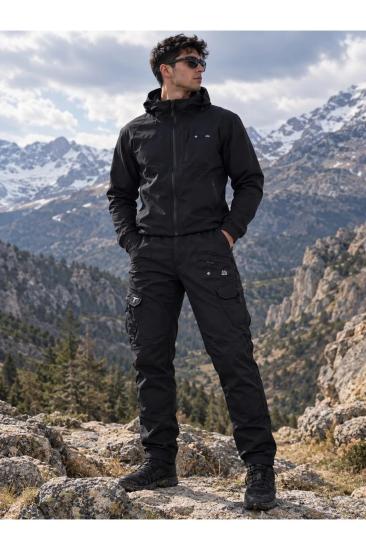LUMBİA TAKTİK OUTDOOR CARGO CEPLİ İÇİ  POLARLI SOFTSHELL KIŞLK PANTOLON - SU VE RÜZGAR GEÇİRMEZ SİYAH