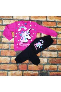 Unicorn Ünikorn Desenli Baskılı Kız Çocuk Pijama Takımı%100pamuklu Pembe Renk