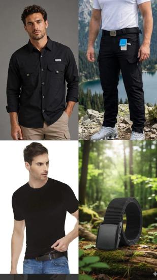 columbia taktikal kargocep outdoor gömlek pantolon kemer tişört takım