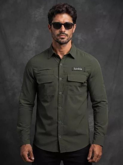 LUMBIA TAKTİKAL OUTDOOR SLİM FİT KARGO CEPLİ ERKEK GÖMLEK- HAKİ