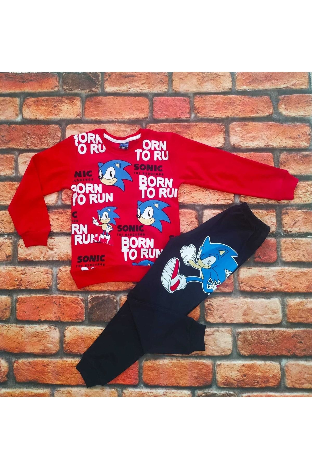 Sonic%20Unisex%20The%20Hedgehod%20Baskılı%20Desenli%20%100pamuklu%20Çocuk%20Pijama%20Takımı