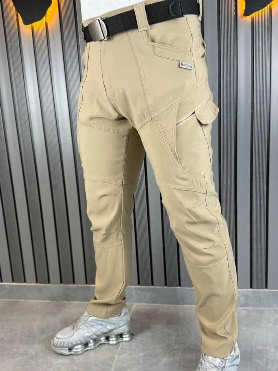 TAKTİKAL OUTDOOR 9 CEPLİ LİKRALI MEVSİMLİK SLİM FİT ERKEK KARGO PANTOLON- BEJ